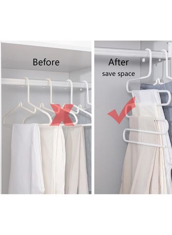 We Happy S Shape Clothes Hanger, 5 layers Pants Ties Multipurpose Stainless Steel Storage Space Saving Organizer, White (Pack of 3)