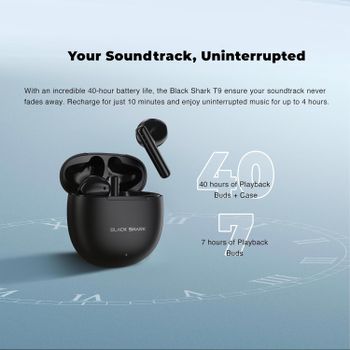 Black Shark T9 Bluetooth Wireless Earphone, Lightweight Design, Bluetooth 5.3 Connectivity, Low-latency Gaming Mode, Active Noise Cancellation, 40 Hours Battery Life & IPX4 Water Resistance - White