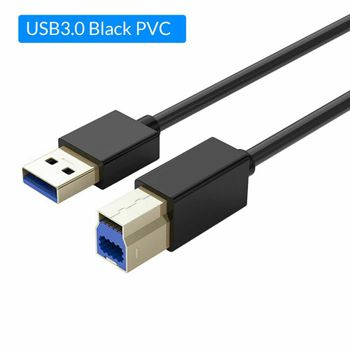 كابل طابعة USB 3.0 نوع A ذكر إلى نوع B ذكر (5KL2E22501)، معدل نقل بيانات 5 جيجابت في الثانية، مادة PVC 1.5 متر - أسود