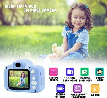 Genius Yunsye Kids Camera 1080P Camera for Kids Children Digital Video Cameras for Girls Birthday Toy Gifts 3-12 Year (Blue)