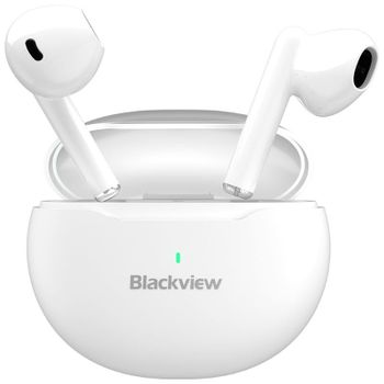 Blackview Bluetooth Earbuds Airbuds6, Wireless Headphones in-Ear, Bluetooth 5.3, Long Playtime, Ultra-Light and Ergonomic Wireless Earphones, Touch Control, IPX7 Waterproof Sport Wireless Headphones - White