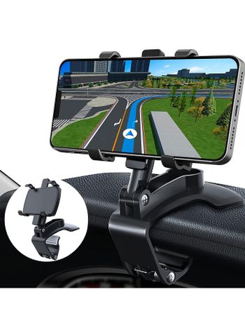 Car Phone Holder for Dashboard, 360 Degree Rotation Car Mobile Stand Compatible for All Smartphones (Black)