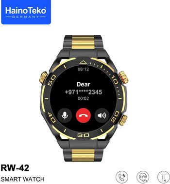 Haino Teko Germany RW42 Round Shape Large Screen AMOLED Display Smart Watch With 2 Pair Straps and Wireless Charger For Men's and Boys