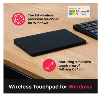 Brydge W-Touch Wireless Precision Touchpad | Compatible with Surface & Windows | Designed for Surface - Black