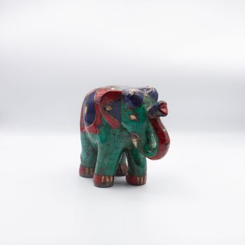 Pair of Elephant Stones Handmade Multicolor Antique Handicraft in Nepal