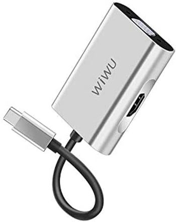 موزع WIWU Alpha 2 في 1 USB-C A20VH ، رمادي