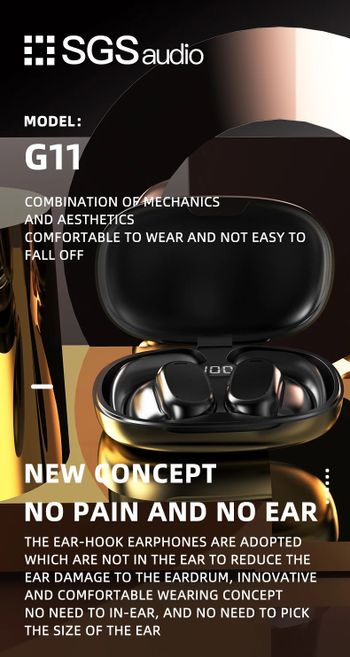 Black And White Classic Wireless Earbuds For SGS-G11,Smart Business Assistant TWS Wireless Air Conduction Advanced Headset