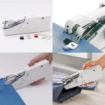 Portable Mini Electric Handheld Sewing Machine Travel Household Cordless Stitch Sew Quick Stitch White