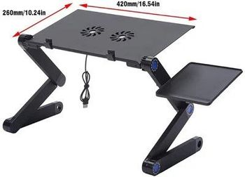 Adjustable Laptop Stand Table Desk Portable Aluminum Ergonomic Lapdesk For TV Bed Sofa PC Notebook Desk Stand With Mouse Pad Black