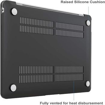 حافظة صلبة لجهاز ماك بوك اير 13.3 بوصة 2020،2019،2018 موديل A2337، A1932، A2179 (أسود شفاف)