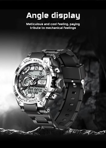 Men Military Sport Watch Dual time with LED backlight function