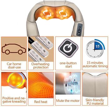 Neck and Back Massager with Soothing Heat, Electric Deep Tissue 3D Kneading Massage Pillow for Shoulder, Leg, Body Muscle Pain Relief