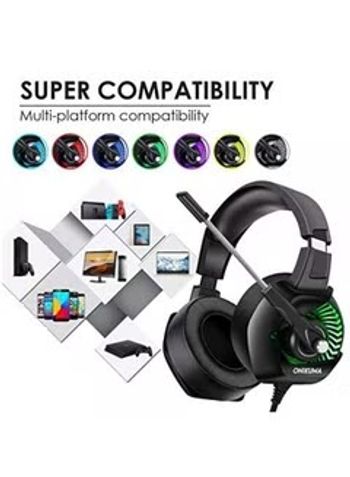 Onikuma Stereo Gaming Over-Ear Headset With Mic For PS4/PS5/XOne/XSeries/NSwitch/PC -wired/ Black