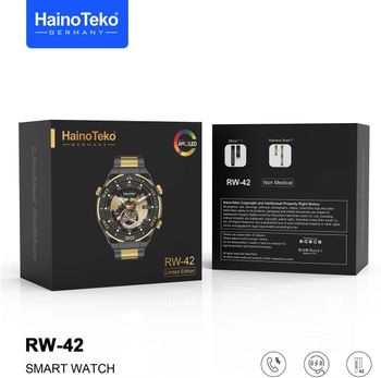 Haino Teko Germany RW42 Round Shape Large Screen AMOLED Display Smart Watch With 2 Pair Straps and Wireless Charger For Men's and Boys