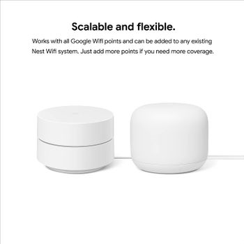 Google Nest Wifi Router and Point GA00822-US 1 Router and 1 Point Snow