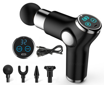 Portable Mini Massage Gun with 32 Speed Levels, 4 Heads, LCD Display & Long-Lasting Battery