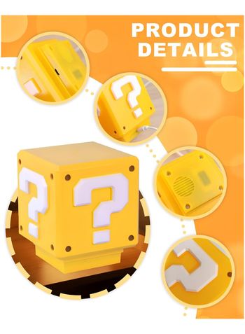 Super Bros-Mini Question Block Night Light, Bedside Lamp, Desk Lamp For Kids And Fans, Birthday Gift, Equipped With The Game's Same Gold Coin Sound