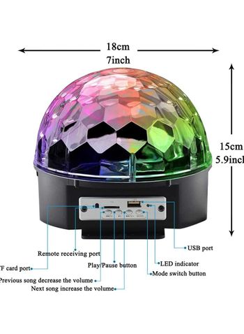 Bluetooth Disco Ball Lights,9 Colours LED Party Lights DJ Sound Activated Rotating Lights Wireless Phone Connection With Bluetooth Speaker and Remote Control