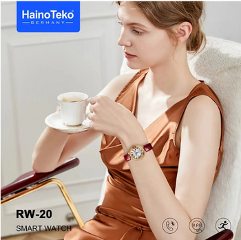 Haino Teko Germany RW20 Diamond edition classic Round smartwatch with Two set strap for women's and Girls Red