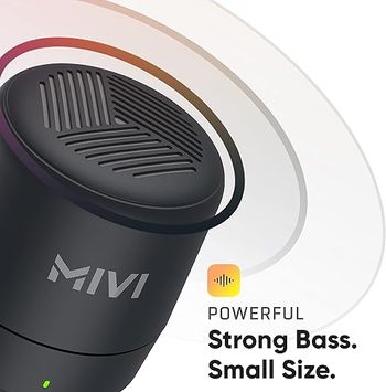 Mivi Play Bluetooth Speaker with 12 Hours Playtime. Wireless Speaker Made in India with Exceptional Sound Quality, Portable and Built in Mic-Black