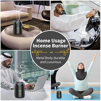 Electric Incense Burner Portable USB Rechargeable Aroma Diffuser, Arab bakhoor Incense Holder for Car and Home