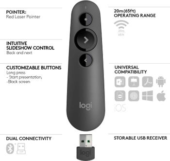 جهاز تحكم عن بعد لعرض العروض بالليزر Logitech R500s