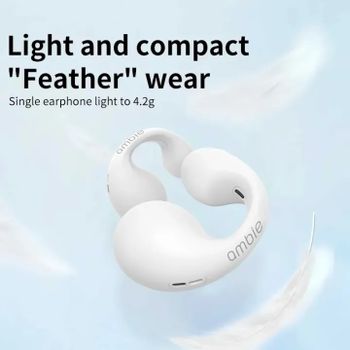 True Wireless Earbuds AM-TW01 AMBIE, Earcuffs Upgrade Pro Bluetooth Ear Clips (White)