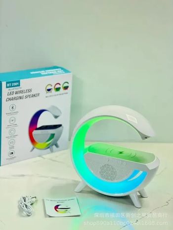 4 In 1 Bluetooth Speaker Colorful Night Lamp 10W Multifunctional Wireless Charger LED Atmosphere RGB Night Light Alarm Clock Desk Lamp Bluetooth Speaker Wireless Charging Modern Speaker