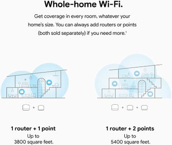 جوجل   Nest Wifi   راوتر وبوينت GA00822-US 1 راوتر ونقطة ثلج واحدة