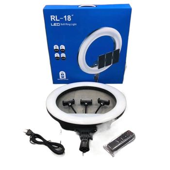 RL-18 Selfie Ring light 18 inch And Photographic lamp with 3 mobile seilfy - Black