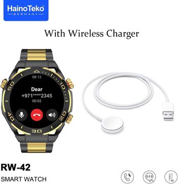 Haino Teko Germany RW42 Round Shape Large Screen AMOLED Display Smart Watch With 2 Pair Straps and Wireless Charger For Men's and Boys