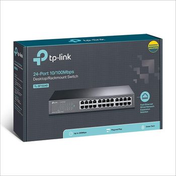 TP-Link 24 Port 10/100Mbps Fast Ethernet Switch -Plug & Play -Desktop/Rackmount - Sturdy Metal With Shielded Ports - Fanless , Limited Lifetime protection -Unmanaged -TL-SF1024D