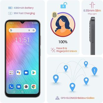 Blackview Unlocked Smartphones, A95, 8GB+128GB/SD 1TB Expandable, 4G Dual SIM Unlocked Phones Android 11, 18W Fast Charge 4380mAh Battery, 20MP+8MP Camera, 6.5" HD Face/Fingerprint T-Mobile Phones - Summer Ocean Blue