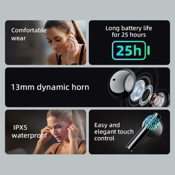 Mibro Earbuds 2 - Bluetooth Headset 2 TWS 5.3 IPX5 Waterproof ENC HD Handset Wireless Touch Screen Headset Noise Control (White)