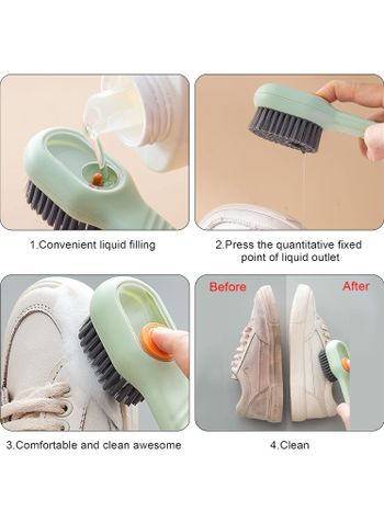 Shoe Brush Household Brush with Soft Bristles Multifunctional Shoe Brush with Liquid Box Household Cleaning Brush and Soap Dispenser for Shoe Clothing Random color