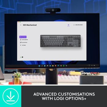 Logitech MX Mechanical Wireless Illuminated Performance Keyboard, Clicky Switches, Backlit Keys, Bluetooth, USB-C, macOS, Windows, Linux, iOS, Android - Metal