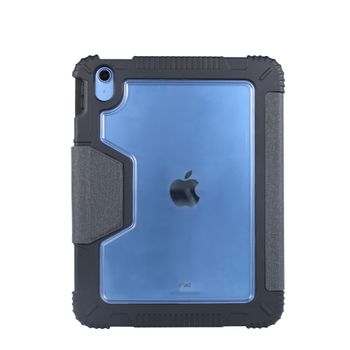 Max&Max Rugged Case For Apple Ipad 10.9" 10th Generation Drop Protection/Anti-Slip/Kids Friendly, Pencil Or Crayon Holder, Clear Transparent Back (Black)