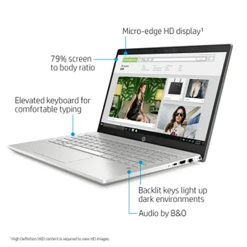 HP Pavilion 14 - Core i5 10th Gen-1035G1 - 16GB Ram - 256SSD +500HDD ( Dual Storage ) | 14'' Display -Backlit Keyboard -HDMi-USB TYPE C- Windows 10-Silver