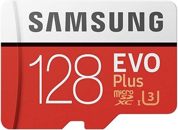 بطاقة ذاكرة Samsung EVO Plus سعة 128 جيجا بايت microSDXC UHS-I U3 مع محول