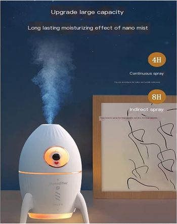 350ml Astronaut Rocket Humidifier Large Spray Desktop Home Bedroom Mini Aromatherapy Machine USB Charge Purifier Atmosphere Lamp