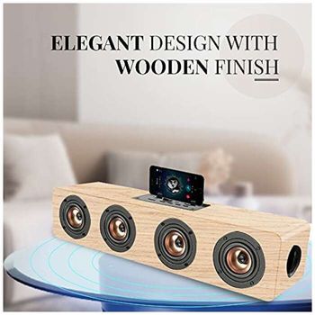 Landmark LM BT1024FM Stereo Channel Roar 20 Watts Dynamic Sound Wireless Wooden Finish Bluetooth Soundbar(WODEN)