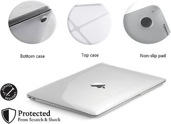 Hard Shell Case for MacBook Air 13.3inch 2020, 2019,2018, Model A2337, A1932, A2179 Crystal Clear (white clear)