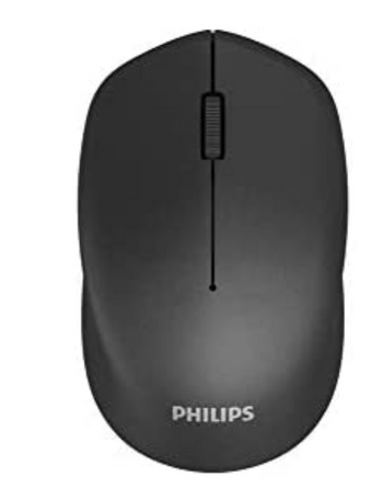 Philips M344 Wireless Mouse, 2.4GHz Wireless, Optical Sensor, Ergonomic design, 10m Wireless Connection Distance, 1000 dpi Wireless Computer Mouse - Black I M344