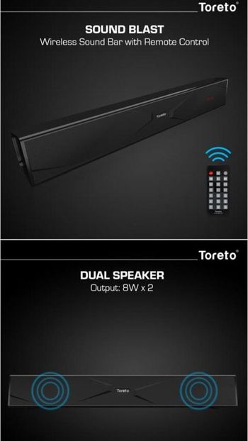 TORETO Wireless Soundbar Blast (tor-327) With Infrared Wireless Remote Control