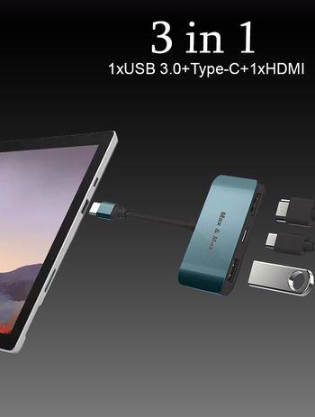 Max & Max 3 in 1 USB Type-C Hub مع HDMI 4k يدعم نقل USB 3.0 بمعدل يصل إلى 10 جيجابت في الثانية ، يمكنه توصيل قرص UM ومحرك الأقراص الثابتة والماوس ولوحة المفاتيح والهاتف ، متوافق مع Mac و Chrome و Windows OS - رمادي