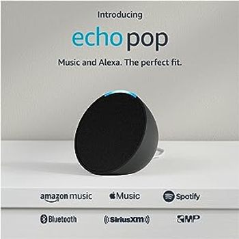 Echo Pop | Full sound compact Wi-Fi & Bluetooth smart speaker with Alexa | Use your voice to play the Quran or Music, control Smart Home devices and more | Now available in Khaleeji Arabic | Charcoal