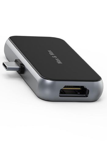 Max & Max 4 in 1 USB Type-C Hub with HDMI 4k supported RJ45 1000 Mbps USB 3.0 transfer up to 10 Gbps rate, can connect UM disk, Hard drive, Mouse, Keyboard, Phone, Mac, Chrome, and Windows OS - Black