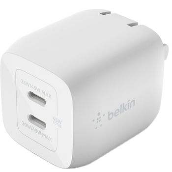 Belkin Boost Charge Pro WCH011dqWH 45w Dual USB-C Wall Charger with Pps - White