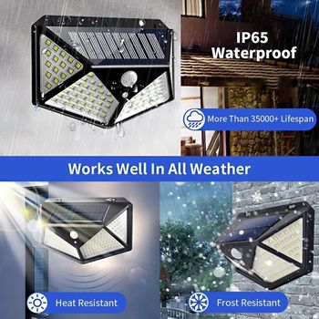 100 LED Outdoor Solar Lights Waterproof & 3 Lighting Modes 4-Pack Combo for Garage Roof & Basement - Brighten Your Spaces with Eco-Friendly Power!"