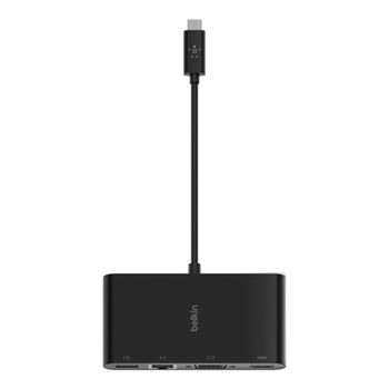 بلكين كابل USB-C 10 سم إلى HDMI وVGA وDVI وDisplayPort - أسود